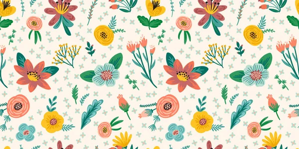 Patrón floral sin costura popular. Diseño abstracto moderno — Archivo Imágenes Vectoriales