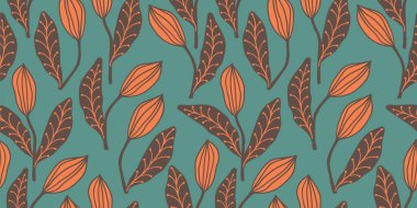 Soyut yaprakları olan sanatsal kusursuz desen. Modern tasarım