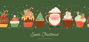 Noel ve yeni yılınız kutlu olsun. Noel tatlı ve içkisiz olsun. Vektör tasarım şablonu.