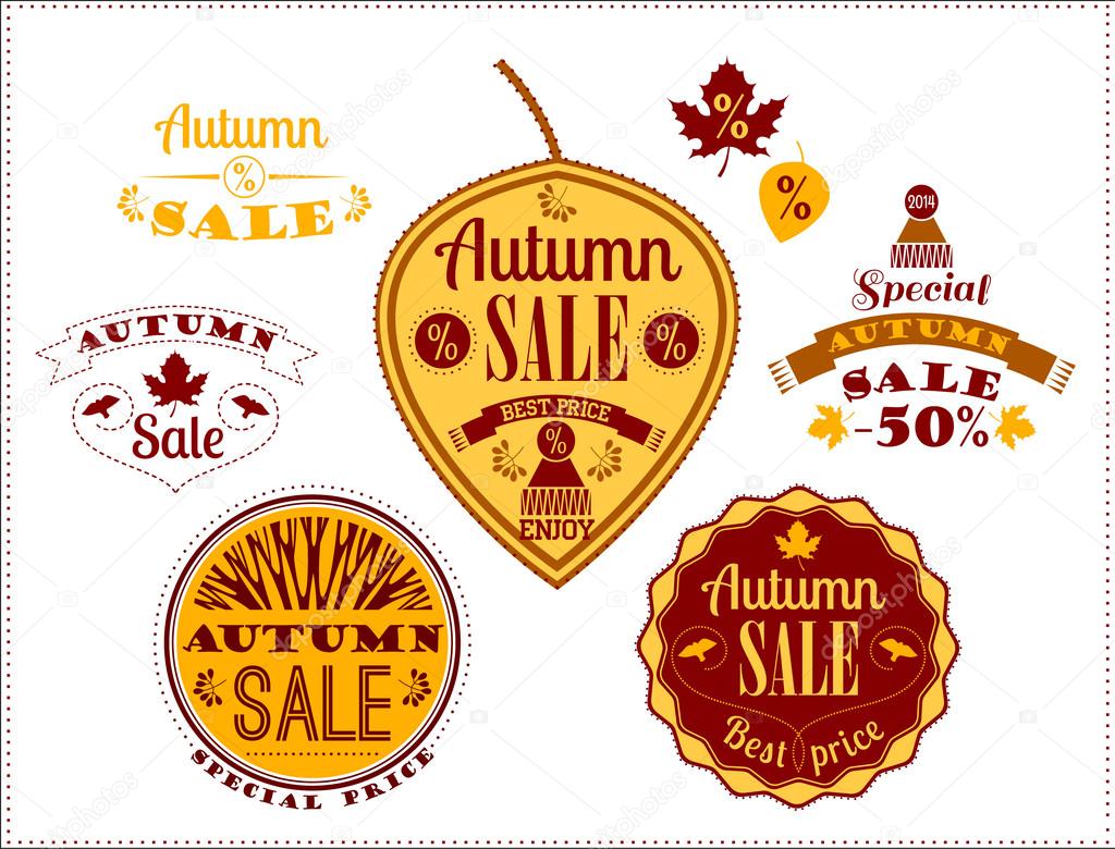 Set of Autumn Sale Labels and Signs