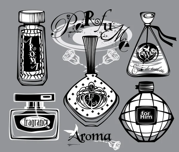 Illustrazione vettoriale delle bottiglie di porfume — Vettoriale Stock