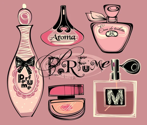 Ilustración vectorial de botellas de porfume — Archivo Imágenes Vectoriales