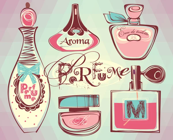 Vector illustration of porfume bottles — Stock Vector