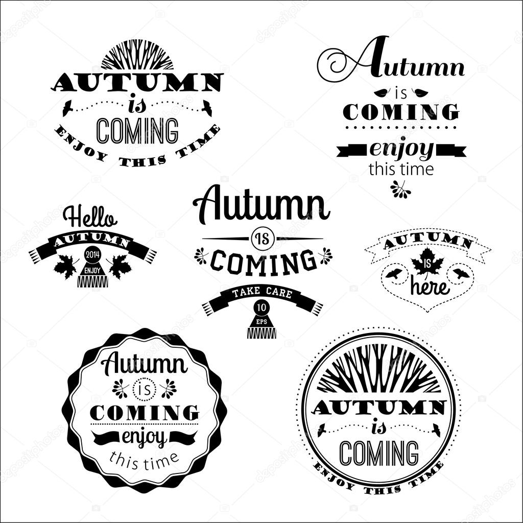 Set of Autumn Labels and Signs With Retro Typography