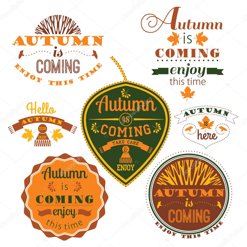 Set of Autumn Labels and Signs With Retro Typography