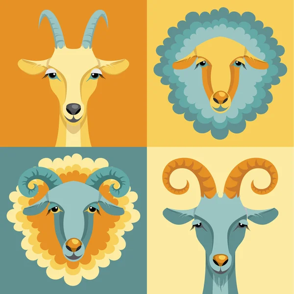 Ilustración vectorial de cabras y ovejas . — Archivo Imágenes Vectoriales