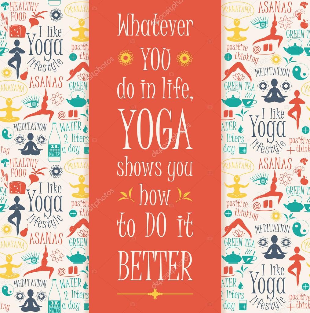 Yoga background with yogic quote.