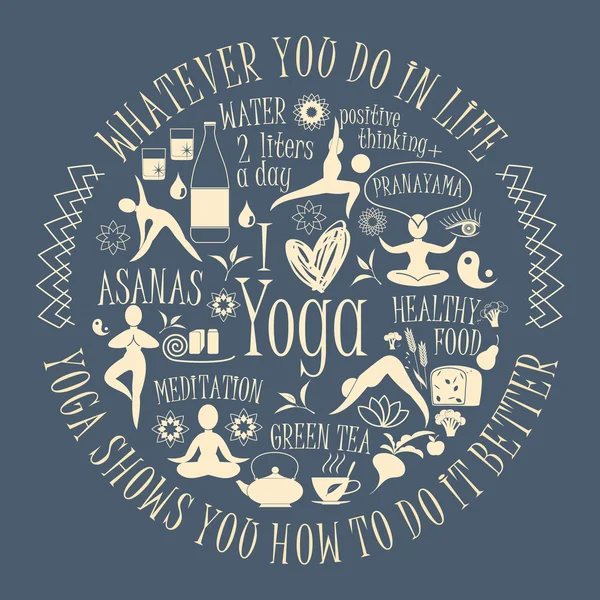 Yoga fond avec citation yogique — Image vectorielle