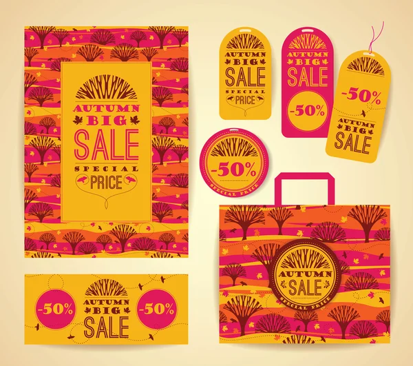 Design set  for autumn sale. — Stock Vector