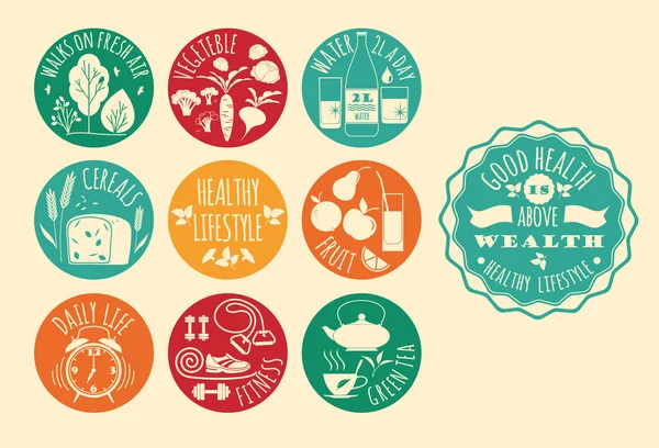 Healthy lifestyle Icons set — Stock Vector