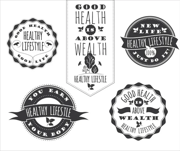 Set of Healthy Lifestyle Labels and Signs — Stock Vector