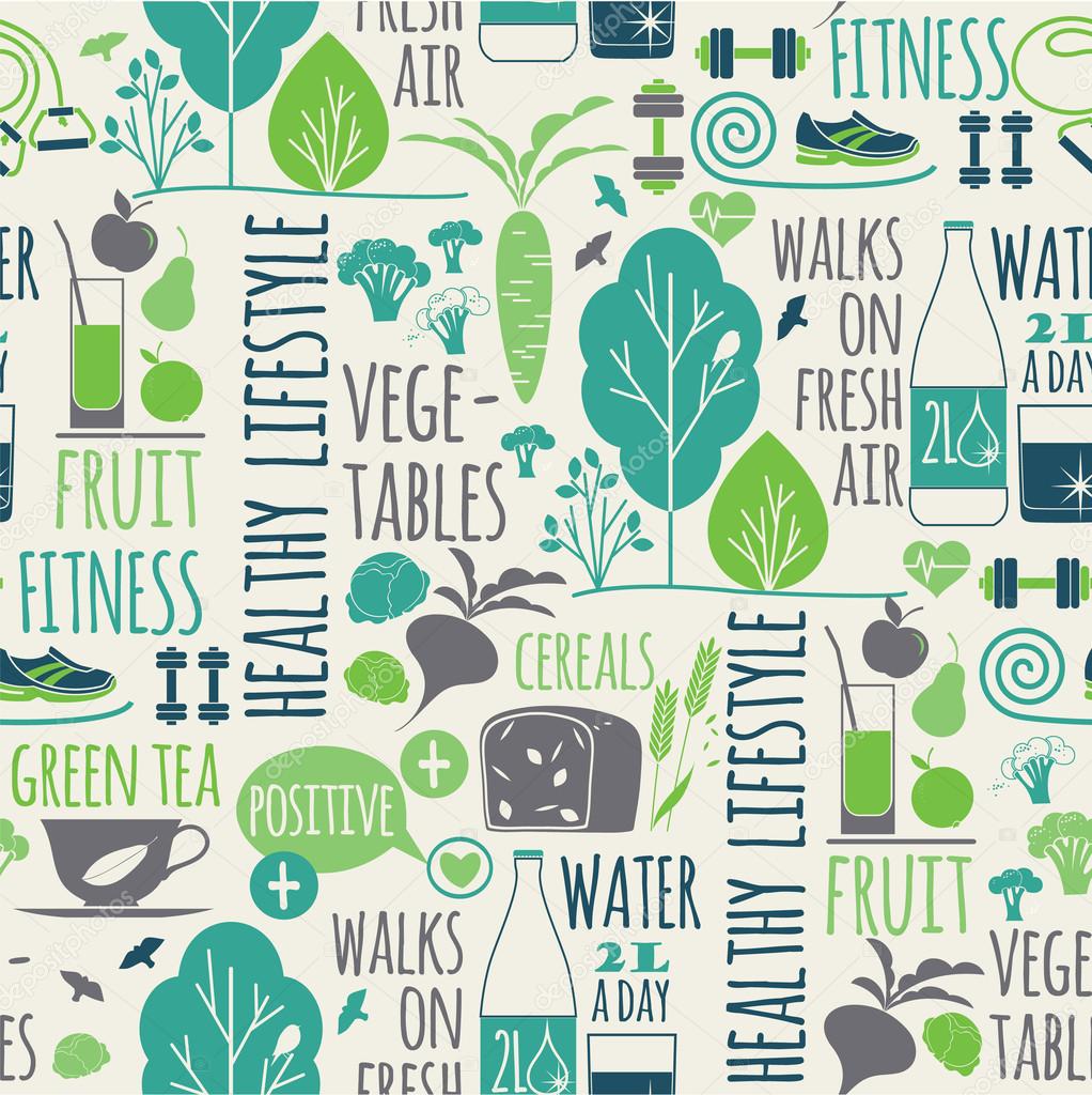 Healthy lifestyle seamless background