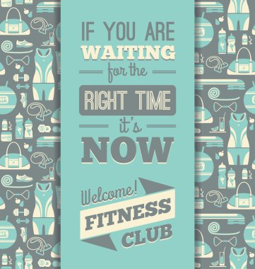 Tipografi ile fitness simgeleri arka plan.