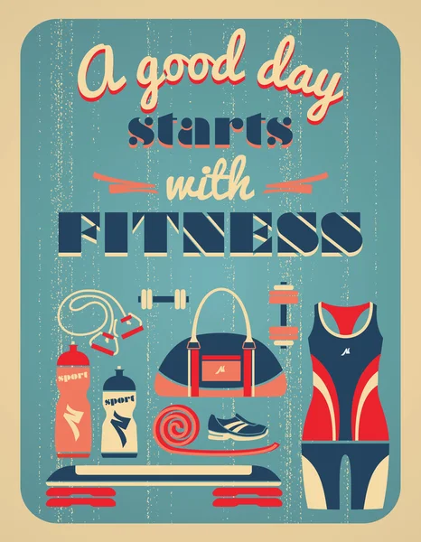 Fitness vintage poster. — Stock Vector