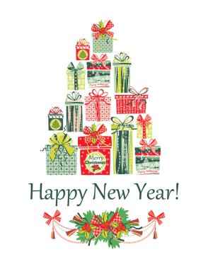 Noel ve Yeni Yıl Kartı.