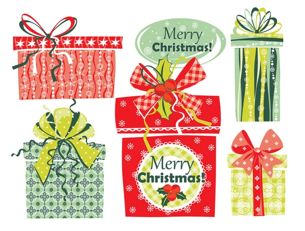Ilustracja wektorowa Merry Christmas prezentów. — Wektor stockowy