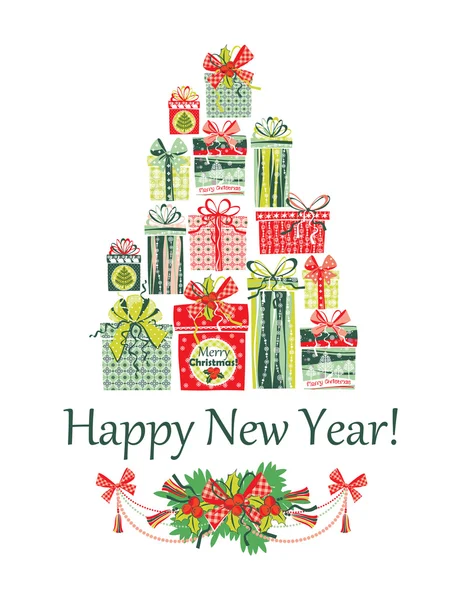 Cartão de Natal e Ano Novo. —  Vetores de Stock