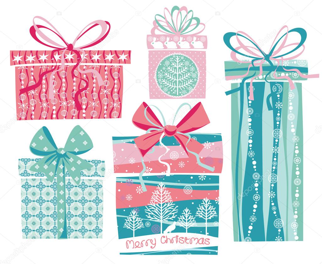 Vector illustration of Merry Christmas gifts.