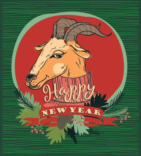 Vector illustration of goat, symbol of 2015. — Stock Vector