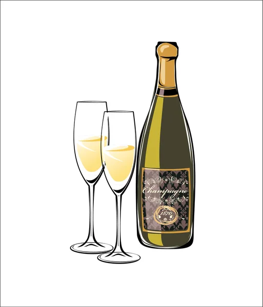 Vector  illustration of champagne — Stock Vector