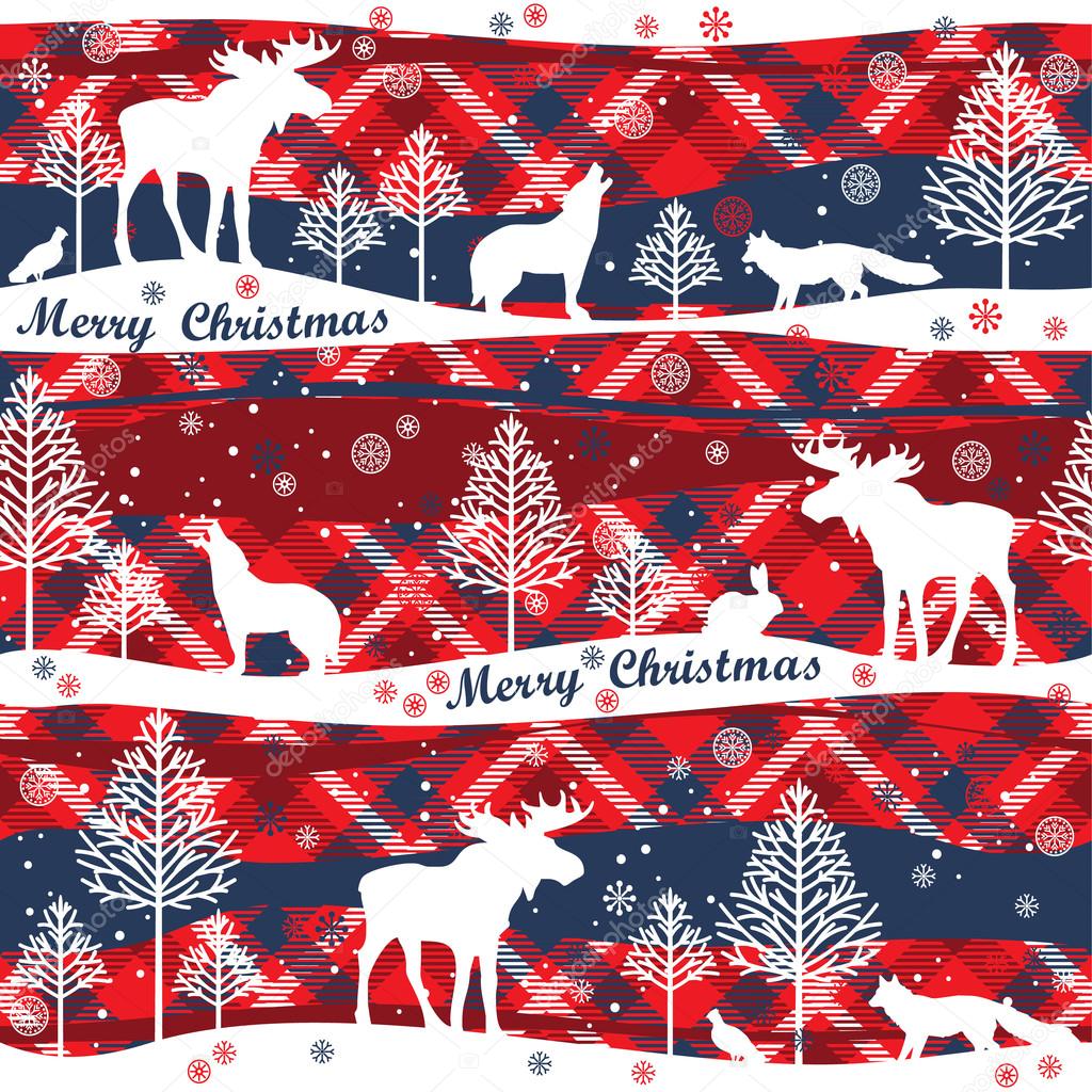 Merry Christmas and Happy New Year background. Seamless pattern.