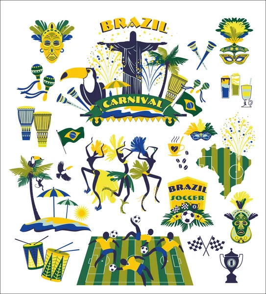 Zestaw ikon Brazylia — Wektor stockowy