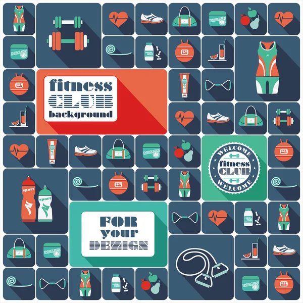 Fitness Icônes fond — Image vectorielle