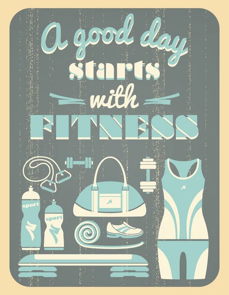 Cartaz vintage fitness — Vetor de Stock