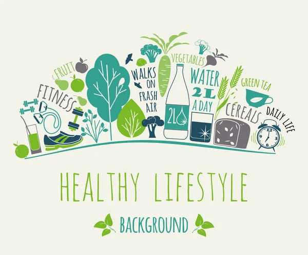 Υπόβαθρο του υγιεινού τρόπου ζωής — Διανυσματικό Αρχείο