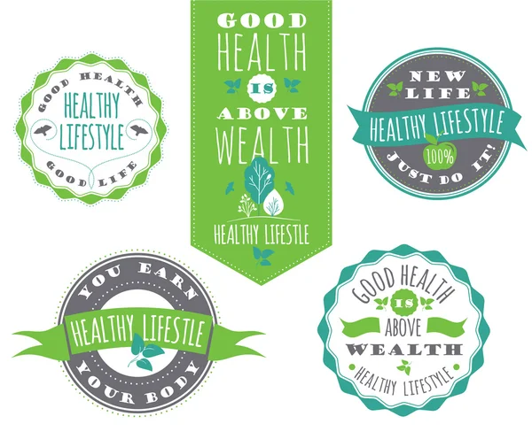 Set of Healthy Lifestyle Labels — Stock Vector