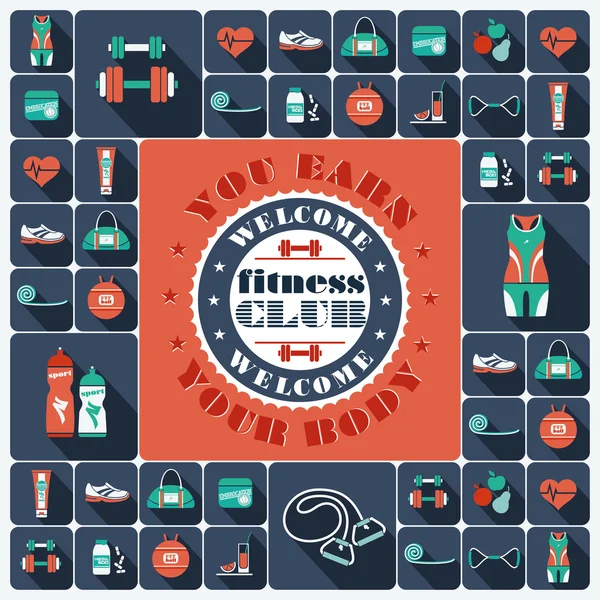 Iconos de fitness fondo — Archivo Imágenes Vectoriales