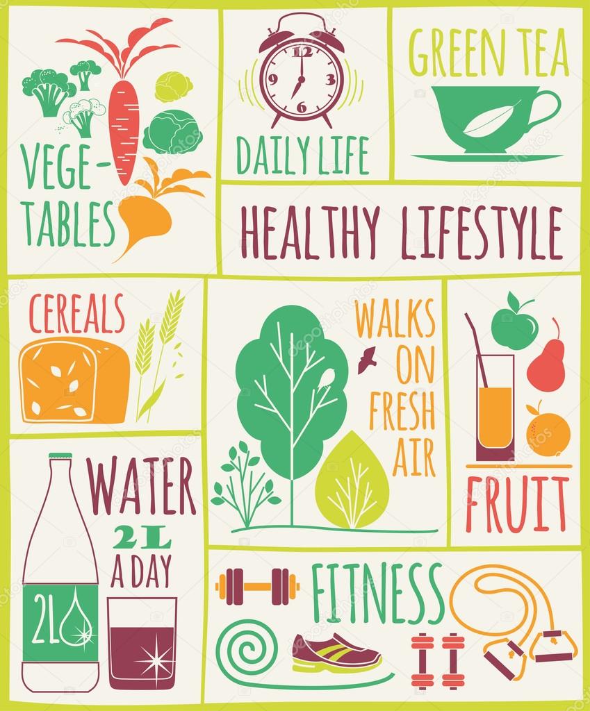 Healthy lifestyle Icons set