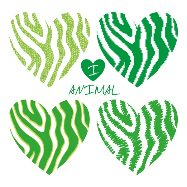 Cuore animale verde — Vettoriale Stock