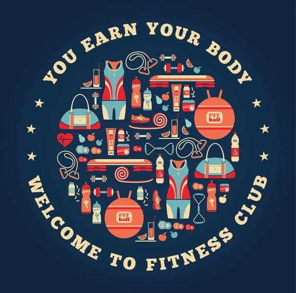 Fitness Icoane fundal — Vector de stoc