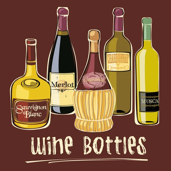 Bottiglie di vino — Vettoriale Stock