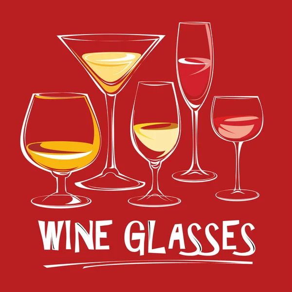 Bicchieri di vino — Vettoriale Stock