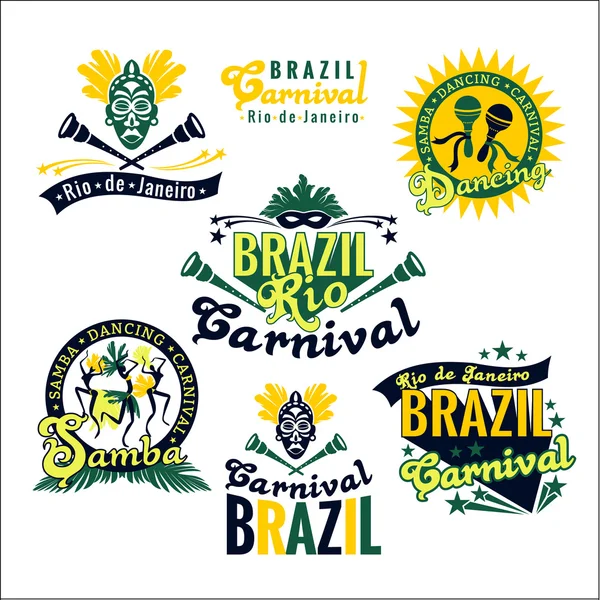 Brasilianischer Karneval. großer Satz brasilianischer Vorlagen — Stockvektor