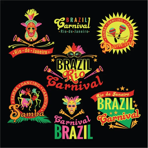 Braziliaans Carnaval. Grote reeks van Braziliaanse sjablonen — Stockvector