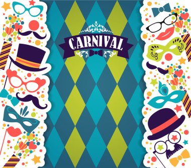 Celebration festive background with carnival icons and objects. clipart
