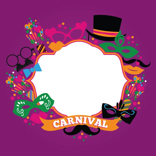 Fondo festivo de celebración con iconos y objetos de carnaval . — Vector de stock