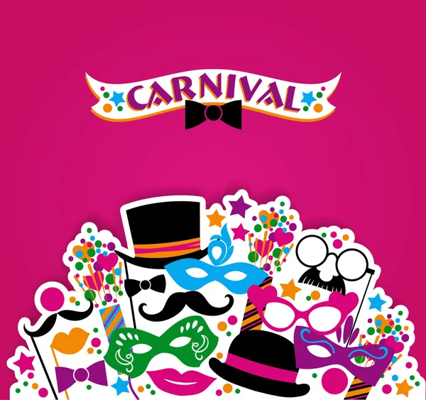 Fondo festivo de celebración con iconos y objetos de carnaval . — Vector de stock