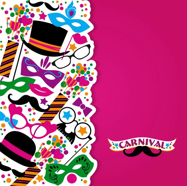 Viering feestelijke achtergrond met carnaval pictogrammen en objecten. — Stockvector