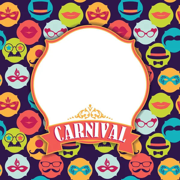 Viering feestelijke achtergrond met carnaval pictogrammen en objecten. — Stockvector