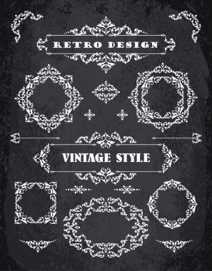 Retro Vintage rozetleri, çerçeveler, etiketleri ve Kenarlıklar.