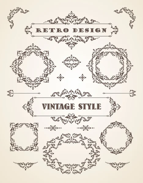 Retro Vintage rozetleri, çerçeveler, etiketleri ve Kenarlıklar. — Stok Vektör