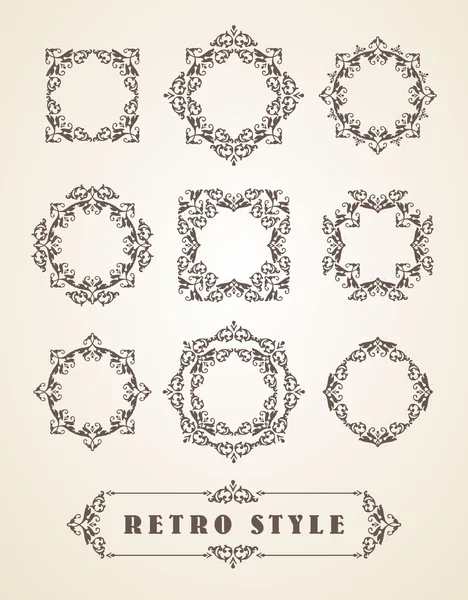 Set de Insignias Retro Vintage, Marcos, Etiquetas y Fronteras . — Vector de stock