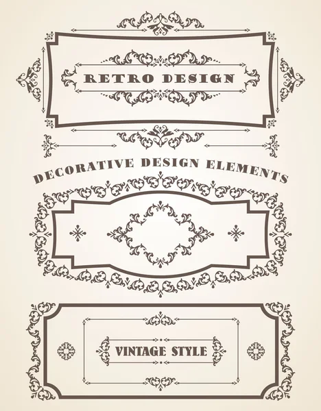 Conjunto de marcos y bordes retro vintage . — Archivo Imágenes Vectoriales