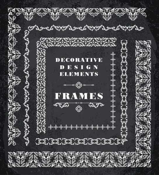 Set of Retro Vintage Frames and Borders.  Chalk Board Background — Stock Vector