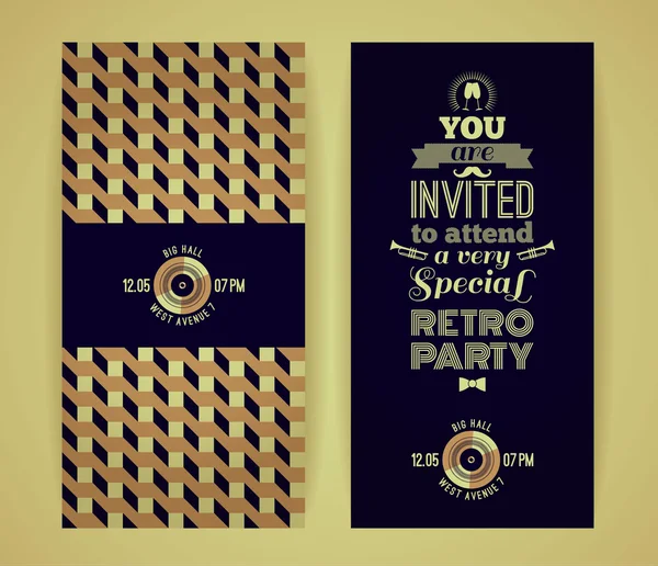 Invitation to retro party. Vintage retro geometric background. — Stock Vector
