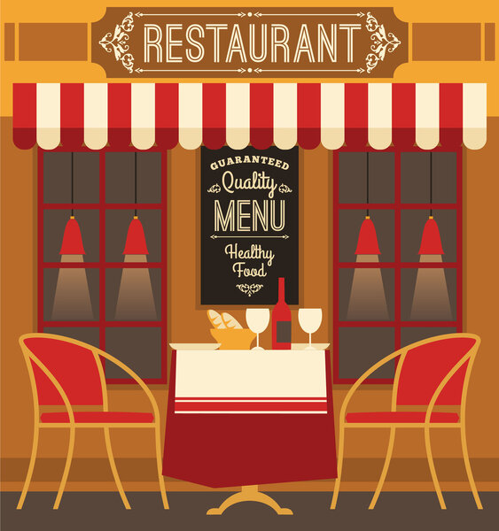 Vector modern flat design illustration of restaurant.